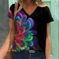 thumbnail image 4 of CHOK Blouse d'Été Décontractée à Col en V pour Femmes, T-Shirt à Manches Courtes, Remise et Liquidation, 4 of 6