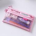 thumbnail image 2 of Large Capacity Simple Color Pencil Case Student Exam Series Hand Account Net Yarn Transparent Stationery Storage Supplies Bag, 2 of 7