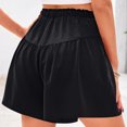 thumbnail image 4 of Ovticza Womens Linen Shorts 2025 Summer Drawstring Ruffle Elastic High Waist Solid Color Casual Beach Shorts with Pockets Black L, 4 of 8