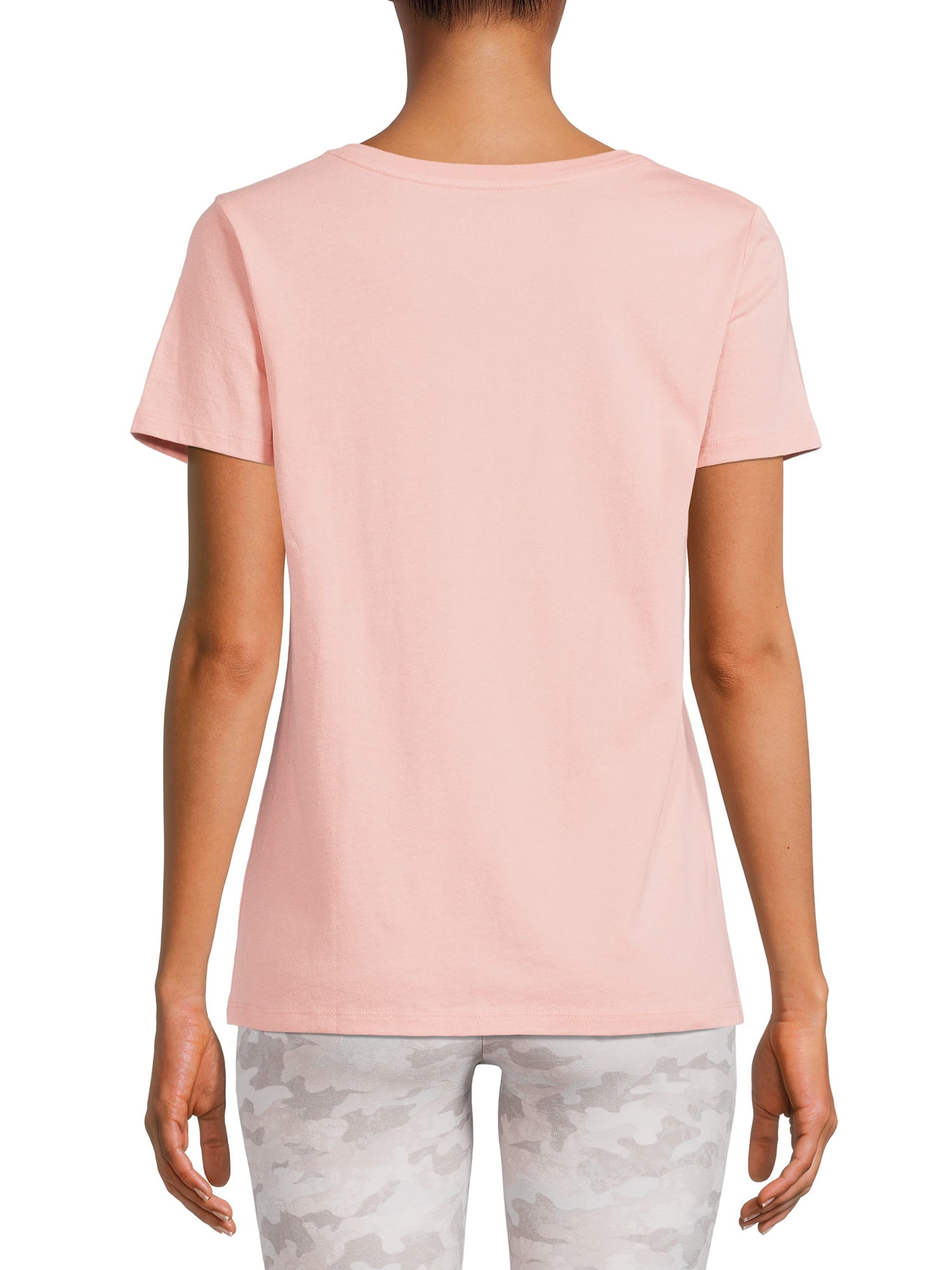 Time and Tru Women's V-Neck T-Shirt with Short Sleeves