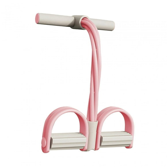 Pedal de yoga elástico de 4 tubos, banda de resistencia, cuerda elástica para tirar de las piernas Rosa