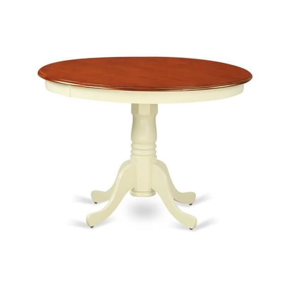East West Furniture HLT-BMK-TP Round Hartland Table, Linen White - 42 in.