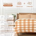 thumbnail image 6 of 3 Piece Orange Plaid Duvet Cover Set Twin Size,Microfiber Comforter/Quilt Cover with Corner Ties and 2 Pillowcases,Gradient Geometric Buffalo White Checkered All Season Bedding with Zipper Closure, 6 of 8