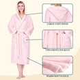thumbnail image 3 of PAVILIA Women’s Hooded Fleece Robe, Soft Plush Long Bathrobe with Hood, Lightweight Warm Cozy Spa Shower Housecoat, Plus Size 2XL/3XL, Pink, 3 of 10