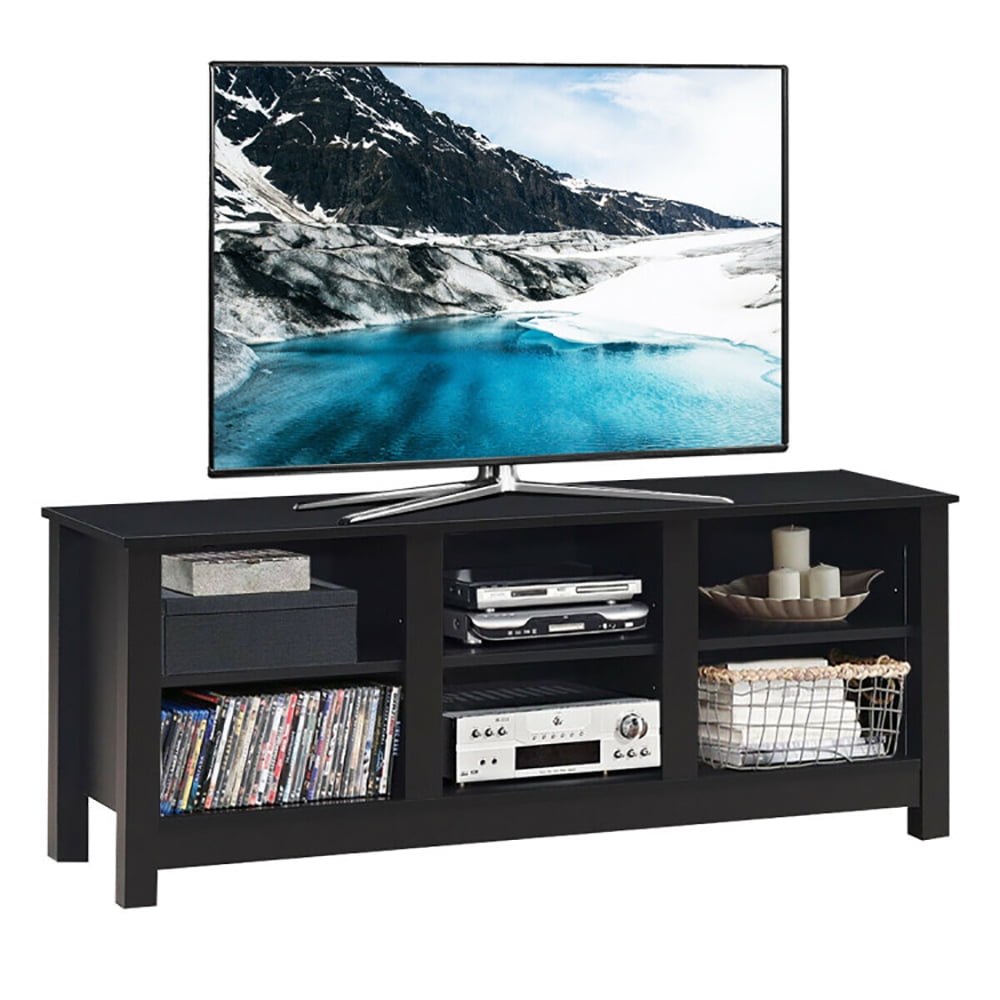 Finihen TV Stand, TV Cabinet, 60 Inch Entertainment TV Stand Cabinet, Media Entertainment Center with Storage, for Living Room, Bedroom, Black