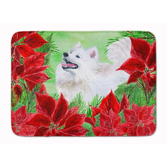 Samoyed Poinsettas Machine Washable Memory Foam Mat