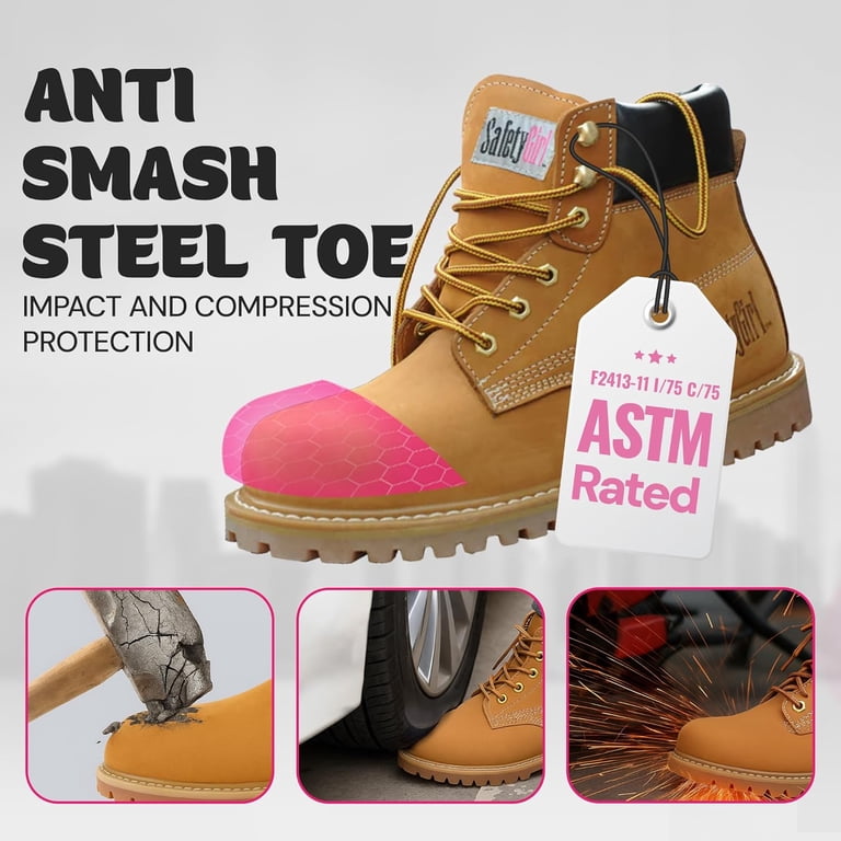 Leather Waterproof Steel Toe Tan Work Boots 10 Steel Toe Wedge Boots, Tan, Men main image 3