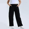 thumbnail image 2 of YDFCWXW Womens Plus Size Cargo Jeans Pants Wide Leg Jeans Casual High Waisted Straight Denim Pants with Pockets Black, XL, 2 of 5