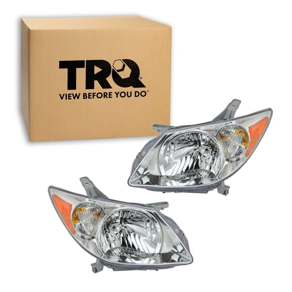 TRQ 2 Piece Headlight Assembly Set Driver & Passenger Side Fits 2005-2008 Pontiac Vibe GM2502249 GM2503249