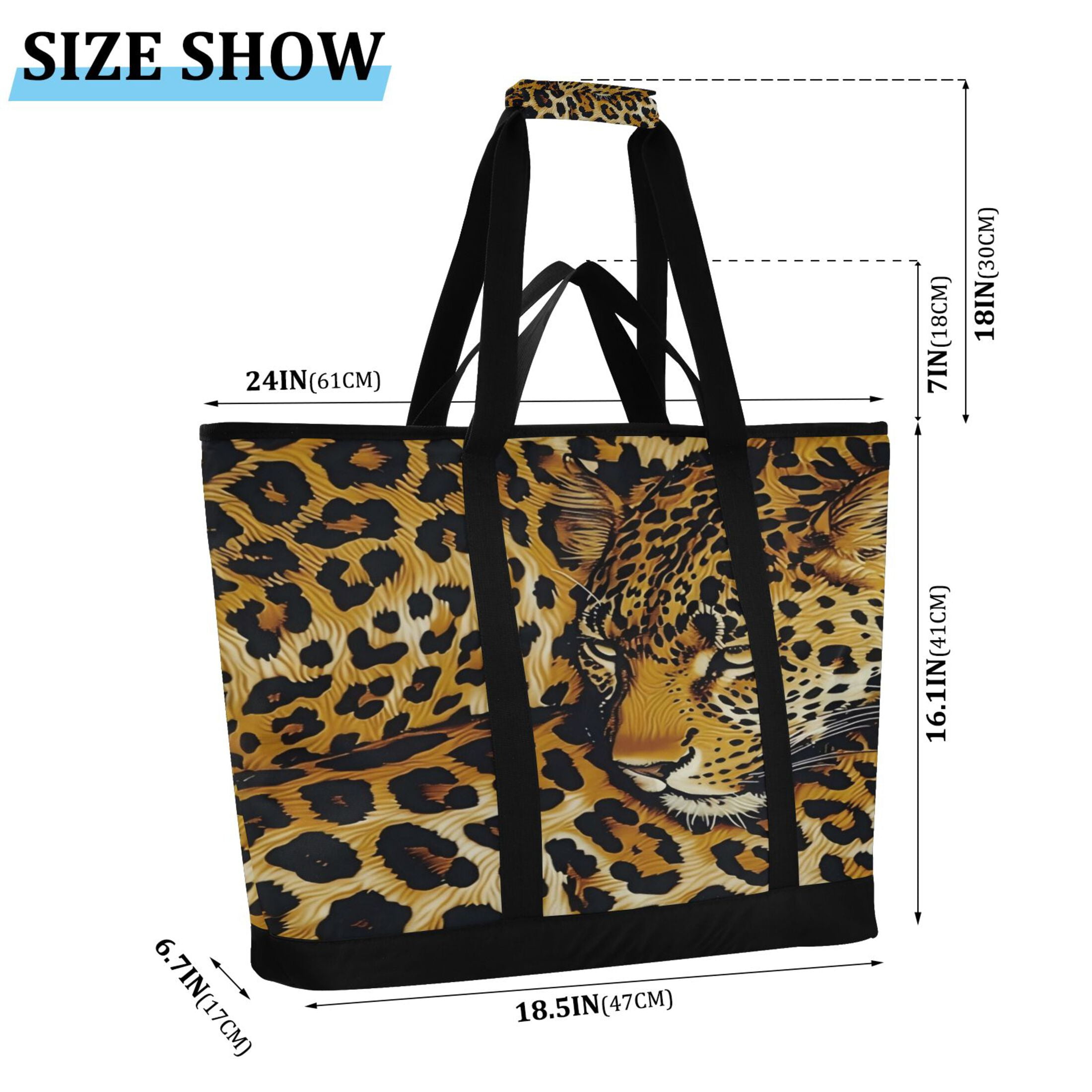 Large Hand-held Ice Pack Picnic Bag Insulation and Refrigeration Suitable for Shopping Picnics and Camping Yellow Leopard