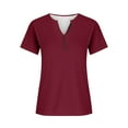 thumbnail image 4 of QATAINLAV Oversized Tshirts for Women Loose Fit Summer Beach Tops Solid Casual Short Sleeve Tees Shirts Casual Button V Neck Henley Shirt Wine M Ofertas de Hoy en Liquidación, 4 of 7