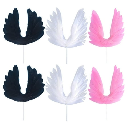 

6pcs Angel Wing Cake Decor Cake Ornaments Birthday Cake Decorative Accessories