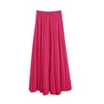 thumbnail image 4 of 21 Colors Flax Skirt for Women Summer Plus Size Flowy Large Hem Elastic Waist Breathable Lightweight Soft Casaul Pleated Midi Skirts Blue, 4 of 9