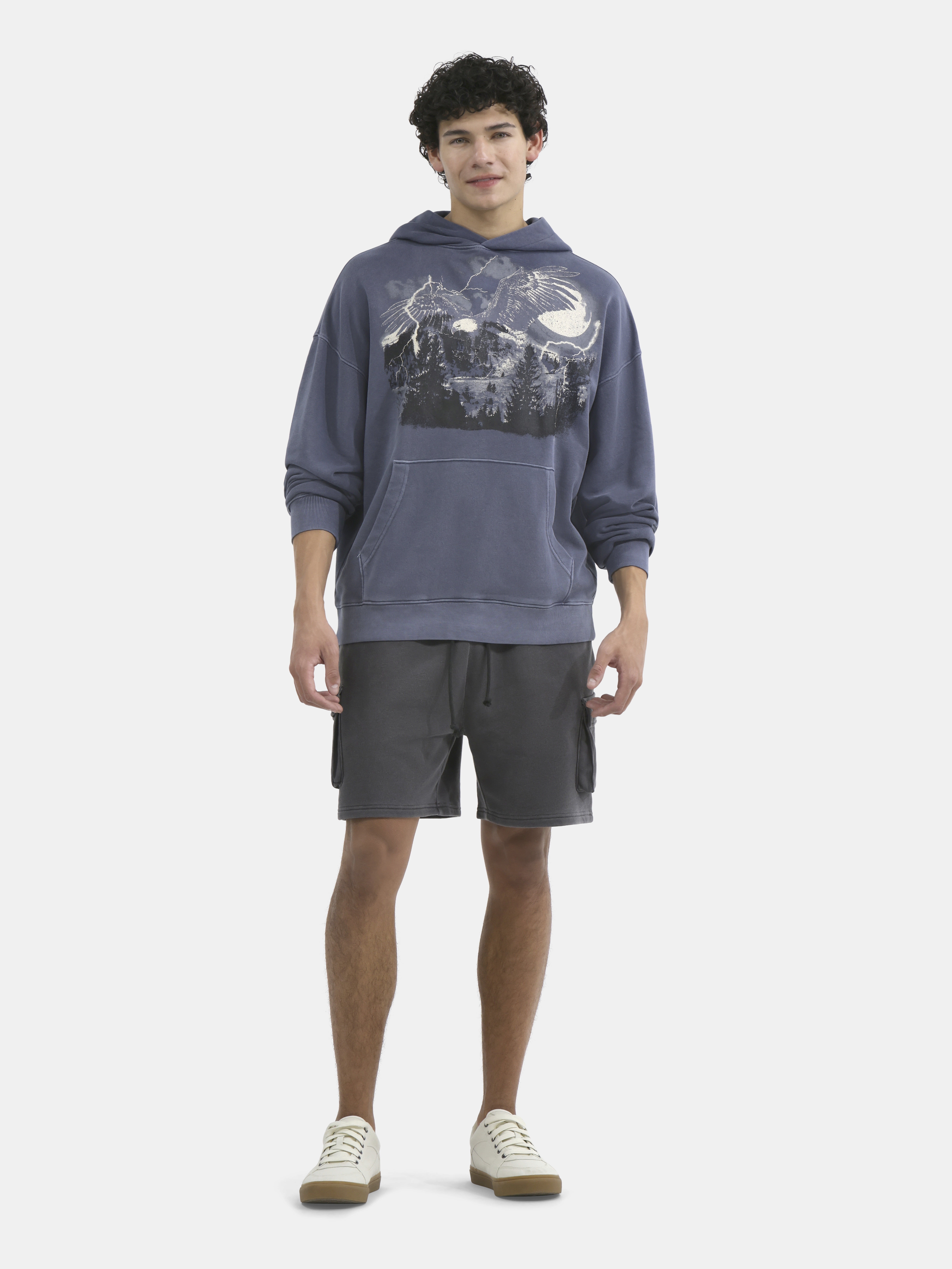 No Boundaries All Gender Oversized Graphic Hoodie with Long Sleeves, Men's and Big Men’s