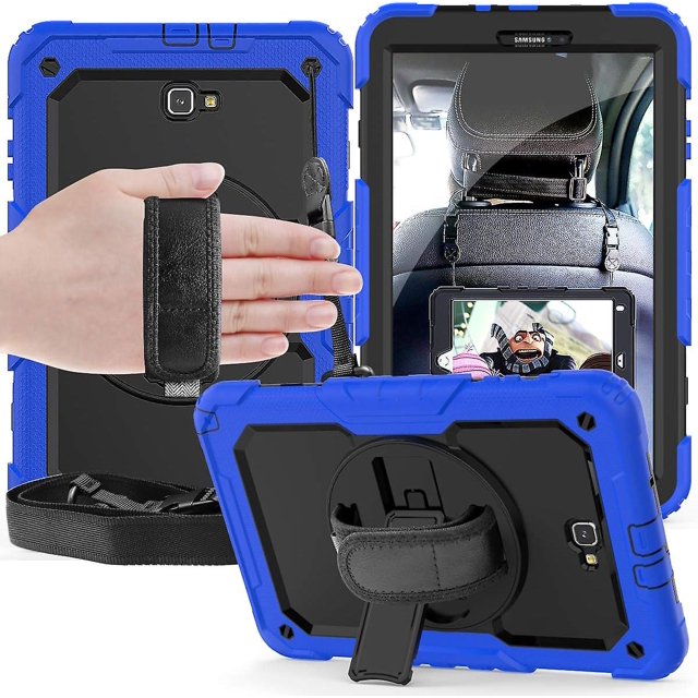 Funda Samsung Galaxy Tab A 10.1 2016 Sm-t580/t585 con protector de pantalla Funda resistente a prueba de golpes para niños Portalápices Azul