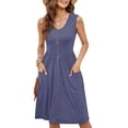 thumbnail image 1 of Kyusrd Robes d'Été pour Femmes 2025 à Boutons Taille Élastique Robe Tunique de Printemps avec Poches Robe Midi Décontractée Robe d'Été Ample Sans Manches Robes Débardeur, 1 of 9