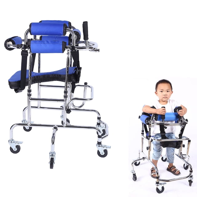 Andadores para niños con discapacidad, parálisis cerebral, andador para niños con discapacidad, seis ruedas, antivuelco, asiento con cinturón plegable, altura y ancho ajustables, equipo auxiliar para