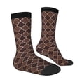 thumbnail image 3 of Uemuo Brown Gold Grid Pattern Women's Crew Socks, Soft Durable Breathable Moisture-Wicking with Odor Control Cotton socks, 3 of 9