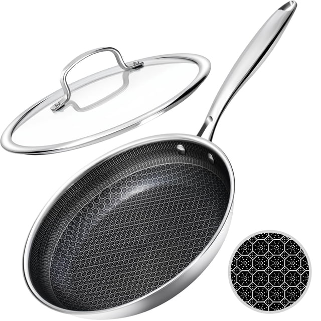 Sartén USELUCK antiadherente con tapa, 20 cm, superficie en forma de panal