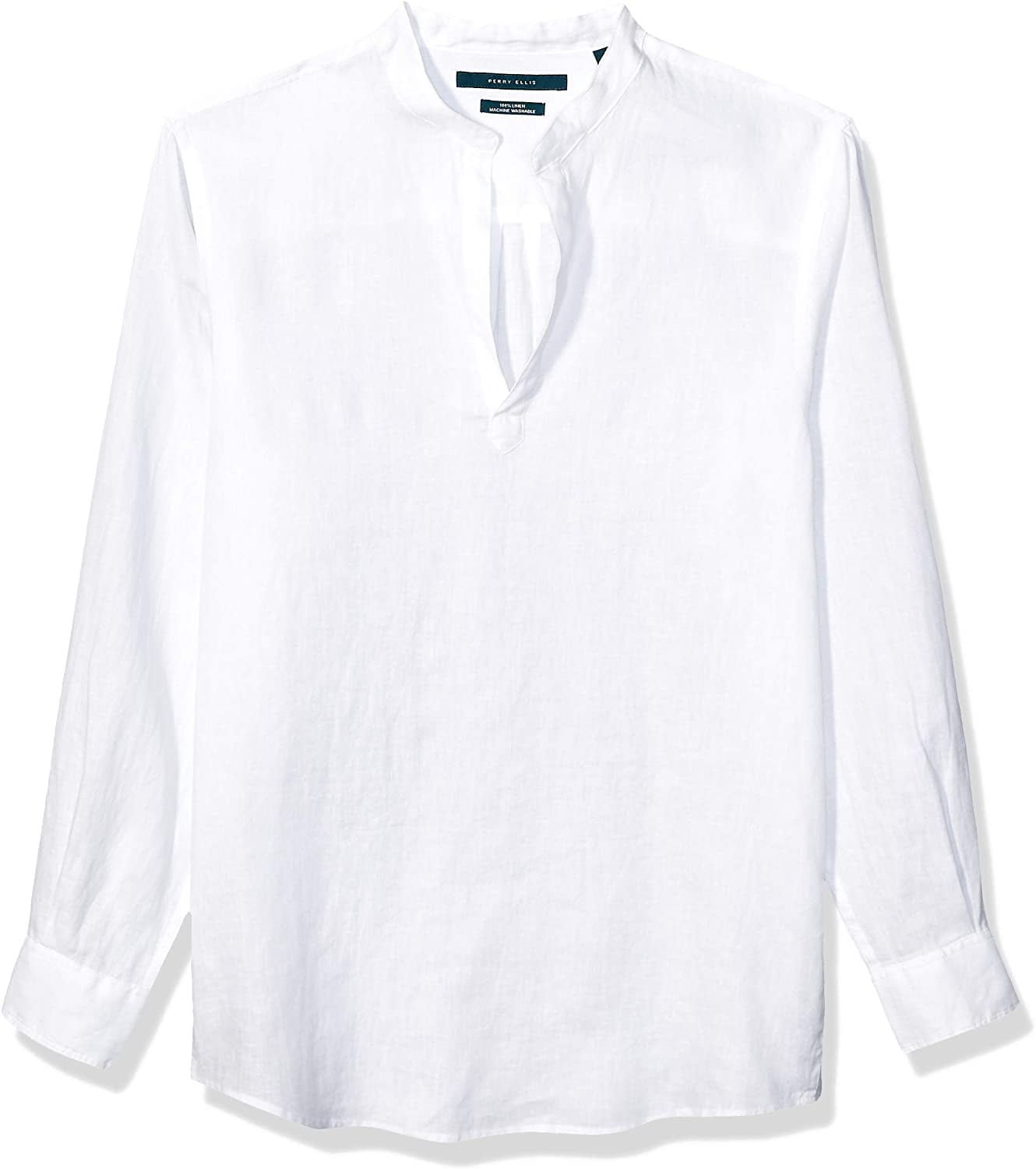 Solid Linen Popover Shirt, Bright White 
