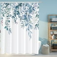 thumbnail image 3 of Blue Eucalyptus Leaves Shower Curtain, Watercolor Leaves on The Top Plant with Floral Bathroom Decoration Shower Curtain Sets 72x72 Inch with Hooks, 3 of 6