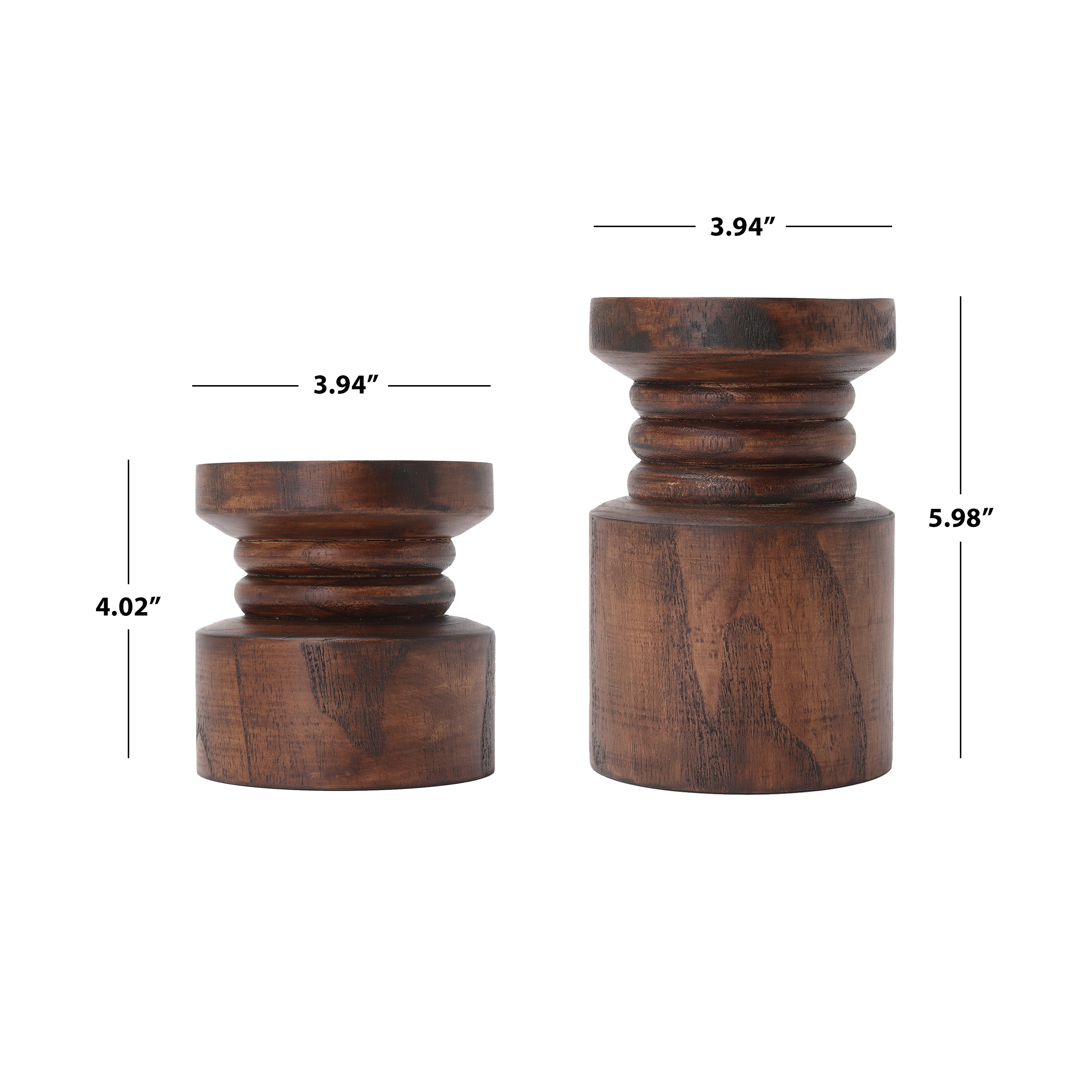 Mainstays Dark Wood tabletop Pillar Candle Holders, 2 PC Set