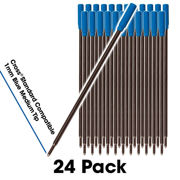 Jaymo 24 Blue Cross Compatible Ballpoint Pen Refills. Smooth