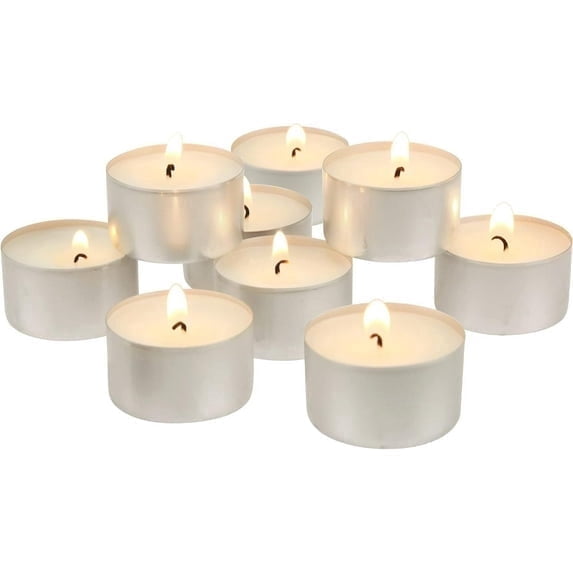 50-Piece Flickering, Smokeless, Dripless & Long-Lasting Mini Tealight Candles, 4-5Hour Burn Time, for Dinners, Parties, Home Decoration, Wedding