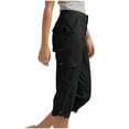 thumbnail image 4 of RQYYD Women's Cargo Capri Pants with Rolled Cuffs Multi Pockets Casual Utility Trousers for Streetwear, 4 of 6