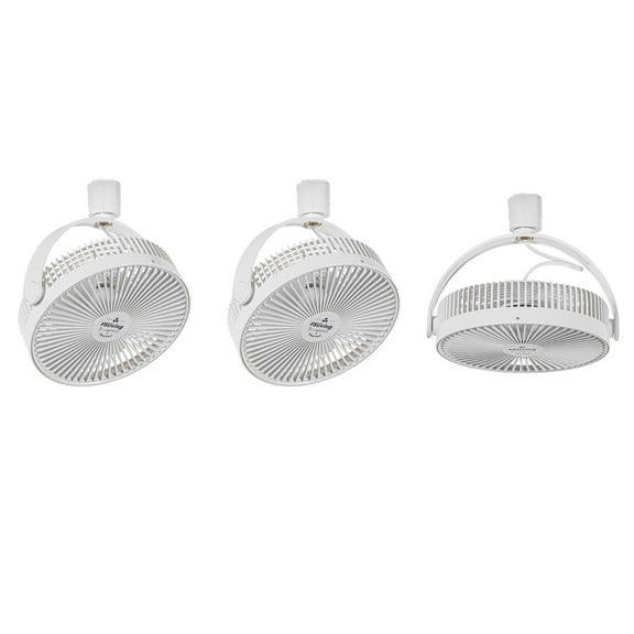 KAYYELAMP Set Of Three White Track Ceiling Mini Fan With Button H-Type Track Mount Adjustable Angle Simple Vintage Design For Kitchen Home Plant Shelf