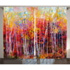 Nature Curtains 2 Panels Set, Vibrant Nature Painting with Trees in the Autumn Forest Impressionistic Artwork, Window Drapes for Living Room Bedroom, 108W X 63L Inches, Orange Yellow, by Ambesonne