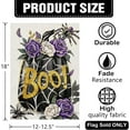 thumbnail image 2 of Halloween Black Pumpkin Boo Decorative Garden Flag, Purple Rose Flower Spider Web Yard Outside Home Decorations, Funny Holiday Burlap Outdoor Small Decor Double Sided 12 x 18, 2 of 6