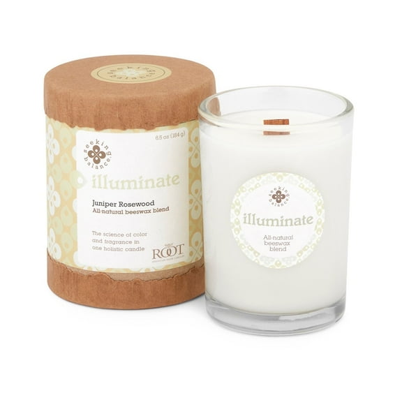 Root Candles Seeking Balance 6.5 oz Small Spa Candle, Illuminate: Juniper Rosewood