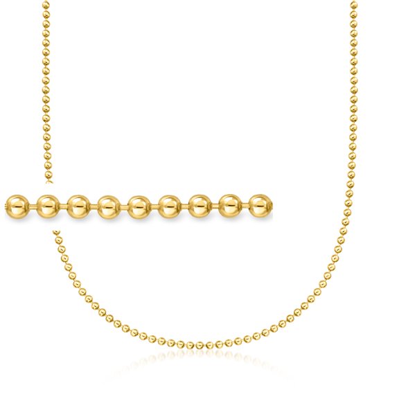 Ross-Simons Italian 2.5mm 18kt Gold Over Sterling Bead-Chain Necklace, Women's, Adult