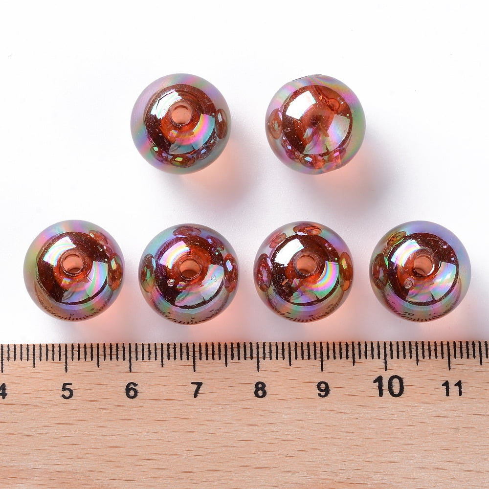 500g Transparent Acrylic Beads AB Color Plated Round Chocolate 16x15mm Hole: 2.8mm about 220pcs/500g