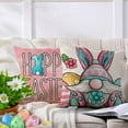 thumbnail image 3 of Happy Easter Bunny Gnome Decorative Throw Pillow Covers 18 x 18 Set of 4, Hello Peeps Eggs Rabbit Cushion Case Decor, Pink Spring Home Decoration for Sofa Couch, 3 of 5