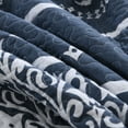 thumbnail image 5 of Boho Quilt Set Queen 3-Piece, 100% Cotton Double-Sided Bedding, Navy Blue with White Bohemian Pattern, All-Season Lightweight Coverlet, 5 of 8