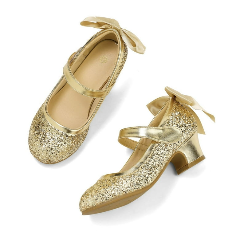 black dress with gold glitter shoes Glitter Gold Shoes main image 1