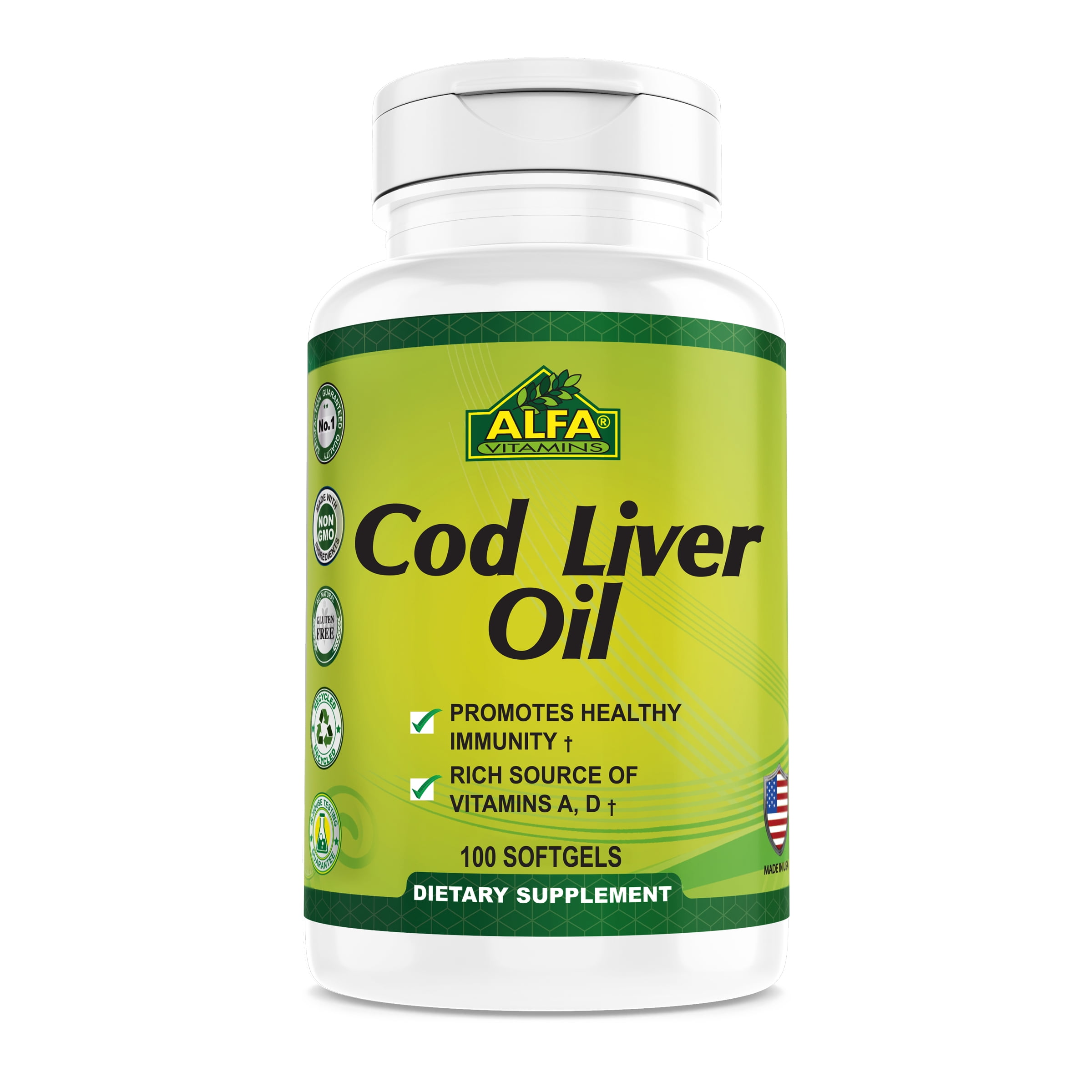 Cod Liver Oil 415 mg by Alfa Vitamins® Daily Supplement Immune
