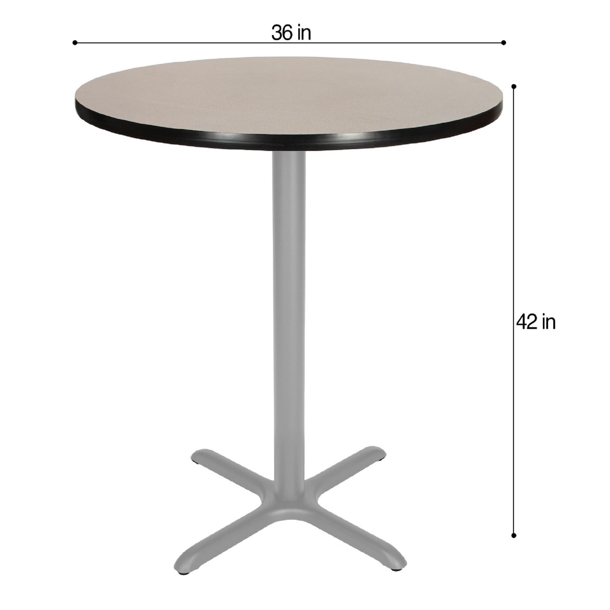 Hampden Furnishings Bennet Collection Steel Frame 36" Round Top, X Base, 42" Height, Cafe Table Grey Frame/Grey Nebula Top