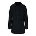 thumbnail image 4 of Scyoekwg Trench Coats Women Lapel Collar Double Breasted Trench Coats Fall Jacket Long Sleeve Wool Jackets Outerwear (Black,M), 4 of 5