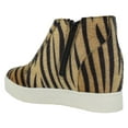 thumbnail image 3 of Soda Flat Women Chelsea Shoes Side Zipper Canvas Suede Casual High Top Hidden Platform Sneakers White Sole Flatform Cushion Foam booties POSTAL-G Cheetah Leopard Tiger 6.5, 3 of 3