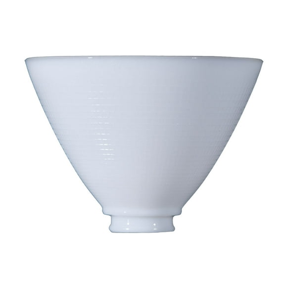 B&P Lamp 8 Inch Diameter I.E.S Style White Opal Glass Reflector Shade with Waffle Style Pattern - Perfect Fit for Antique Style Floor Lamps