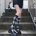 thumbnail image 3 of Knee High Socks Harajuku Preppy Style Argyle Diamond Lattice Plaid Vintage Lolita Stockings, 3 of 7