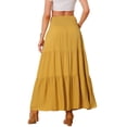 thumbnail image 3 of INSPIRE CHIC Summer Maxi Skirt for Women's Casual Elastic High Waist Boho Long Skirts XS Yellow, 3 of 6