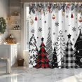 thumbnail image 2 of Merry Christmas Shower Curtain Red Buffalo Plaid Christmas Tree Shower Curtain Xmas Pine Forest Farmhouse Xmas Bath Decor, 2 of 6