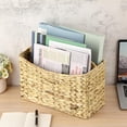 thumbnail image 3 of Standard Woven Water Hyacinth Magazine Holder, 2-Section Natural Storage Basket With Handle For Books, Files, Home And Office, 3 of 8