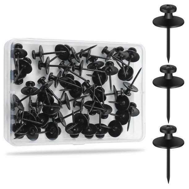 Clavos KURUI de doble cabeza, 60 piezas, acero negro, 2 cm