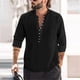 thumbnail image 1 of Camisas de lino y algodón para hombre, camisas de manga larga, Color sólido, cuello levantado, estilo informal, talla grande 3XL, primavera y otoño, novedad de 2023, 1 of 4