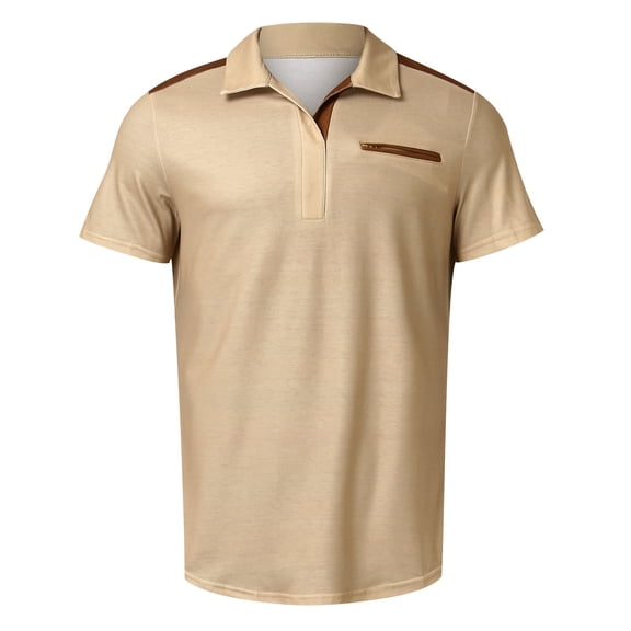 Vedolay Men's Summer Shirts Polo Shirts for Men Short Sleeve Wicking Outdoor Golf Sports Shirts,Khaki L